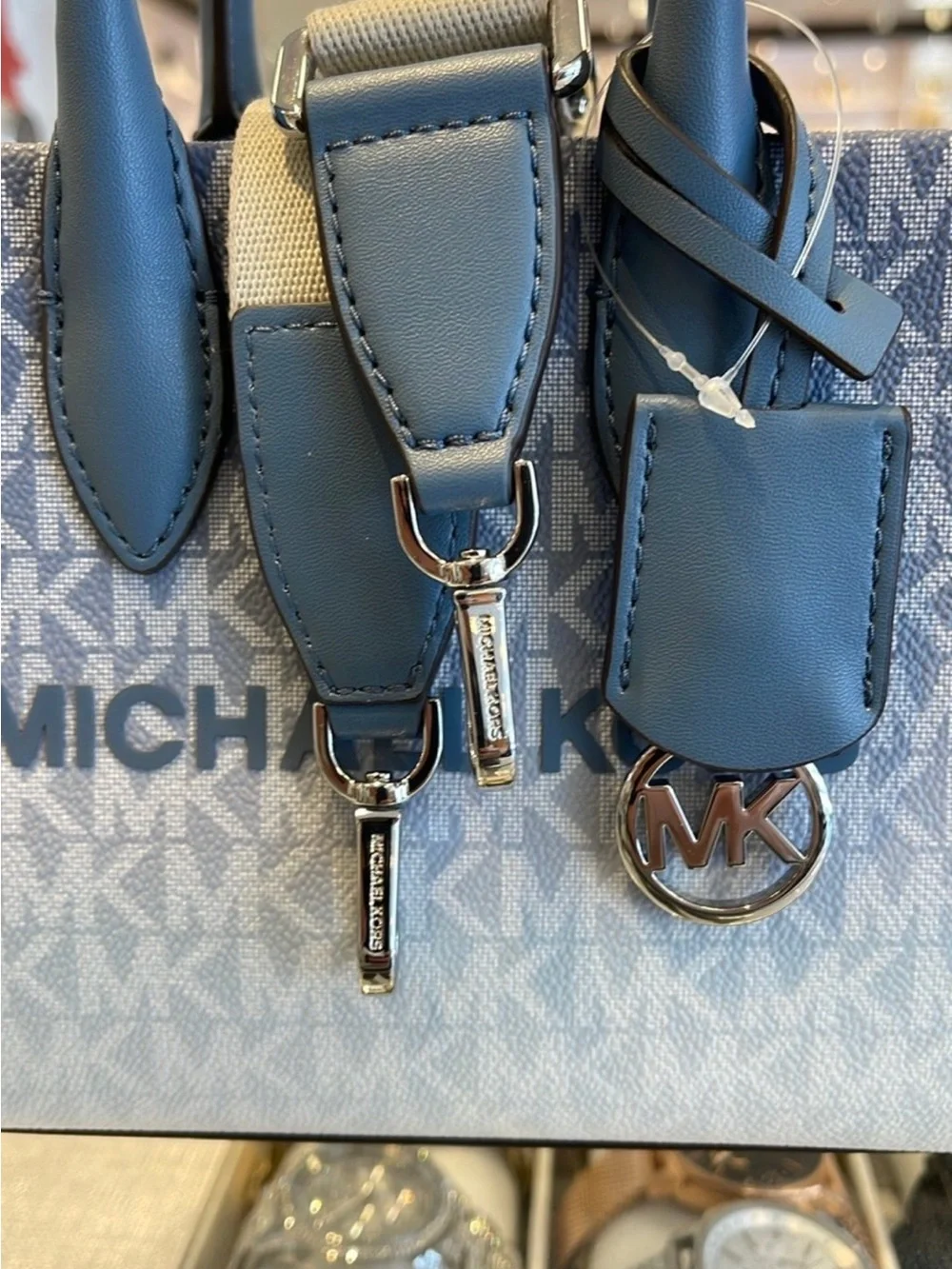 Michael Kors Mirella Extra-Sm Ombré Logo Crossbody XBODY Shopper Bag Denim  NWT